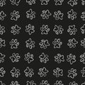 Doodle paw print seamless fabric design black and white background Royalty Free Stock Photo