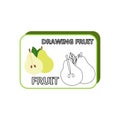 Doodle pear icon isolated on white fruit outline illustration