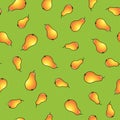 Doodle pear vector seamless pattern. Cute colorful background texture for kitchen wallpaper, textile, fabric, paper