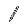 Doodle pencil, hand drawn tool for writing, office stationery. Sketch,freehand minimalistic design, child drawing. Back to school