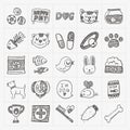 Doodle pet icons set Royalty Free Stock Photo