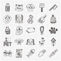 Doodle pet icons set Royalty Free Stock Photo