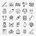 doodle pet icons set Royalty Free Stock Photo