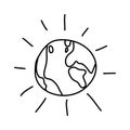 Doodle picture of Earth planet. Hand drawn vector illustration Royalty Free Stock Photo