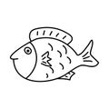 Doodle picture of a fish. Hand drawn vector illustration