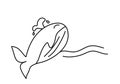 Doodle picture of a jumping whale. Hand drawn vector illustration Royalty Free Stock Photo