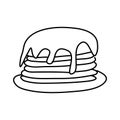 Doodle picture of a stack of pancakes. Hand drawn vector illustration