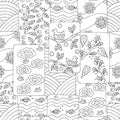 Doodle pictures coloring pages with spring scenes