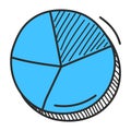 Doodle pie chart vector isolated. Business graph Royalty Free Stock Photo