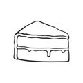 Doodle of a piece of cake with glaze cream fondant and confiture