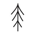 Doodle pine tree in line art isolated on white background. Cute hand drawn nature symbol Royalty Free Stock Photo