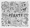 Doodle pirate elememts Royalty Free Stock Photo