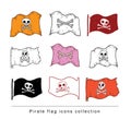 Doodle pirate flag, vector illustration. Royalty Free Stock Photo