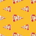 Doodle pizza seamless pattern background. Fast food seamless pattern Royalty Free Stock Photo