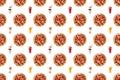 Doodle pizza seamless pattern background. Fast food seamless pattern Royalty Free Stock Photo