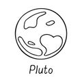 Doodle of Pluto, space body of solar system.