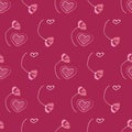 Poppy flowers and hearts seamless vector pattern