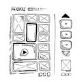 Doodle portfolio wireframe Royalty Free Stock Photo
