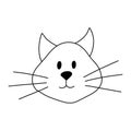 Doodle portrait of cat. Calm kitten, line animal fictional character isolated on white. Hand drawn vector illustration Royalty Free Stock Photo