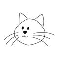 Doodle portrait of cat. Calm kitten, line animal fictional character isolated on white. Hand drawn vector illustration Royalty Free Stock Photo