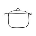 Doodle pot simple image. Outline hand drawn saucepan