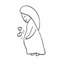 Doodle pregnant woman. Vector simple line mother, pregnancy, motherhood concept