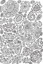 Doodle psychedelic coloring page with abstract ornaments. Vector