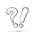 Doodle question mark and exclamation point handdrawn style