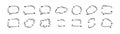 Doodle quotation mark box. Hand drawn blank quote text speech bubble. Sketch feedback design. Dialogue, conversation, talk