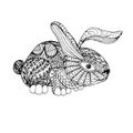 Doodle rabbit, coloring page antistress