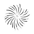 Doodle radial firework. Shiny forework with beams for parties and celebrations. Vector illustration