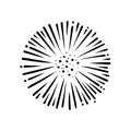 Doodle radial firework. Shiny forework with beams for parties and celebrations. Vector illustration