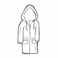 Doodle Rain coat in vector. Fisherman coat. Clothes illustration