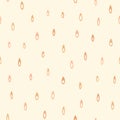 Doodle rain drops repeat pattern. Skin color hand drawn tear seamless background.