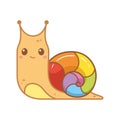 Doodle Rainbow Snail Cartoon Vector Illustration