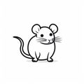 Minimalistic Black And White Cartoon Mouse Art Royalty Free Stock Photo