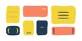Doodle rectangular color shapes and frames for social media with punctuation marks for quote. Abstract isolated text box