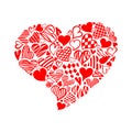 Doodle red hearts. Stylized hand-drawn set. Valentine`s Day and wedding cards collection. Vector collection Royalty Free Stock Photo