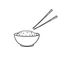 Doodle rice bowl with hand drawn style vector isolated