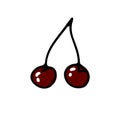 Doodle ripe juicy cherry. Vector food illustration