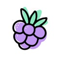 Doodle ripe raspberry. Hand drawn kawaii blackberry