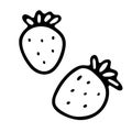 Doodle ripe strawberry solated on white background