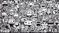 Doodle robot art background