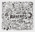 Doodle robot element Royalty Free Stock Photo