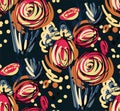 Doodle rose colorful vector design flower art painting decoration wallpaper seamless pattern garden