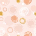 Doodle round abstract seamless pattern. Vector organic background with scribble lines, dots and bubbles. Royalty Free Stock Photo