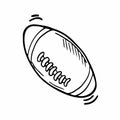 Doodle rugby ball sketch. American Football ball line vector