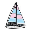 Doodle sailing boat style transport sea