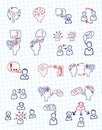 Doodle scheme people communication with icons.