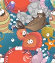 Doodle sea creatures pattern Royalty Free Stock Photo